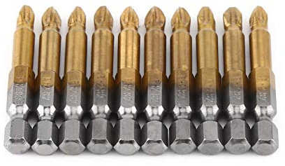 Juego de puntas de destornillador de cabeza cruzada antideslizantes, 10 piezas, 2 pulgadas, magnéticas PH2 Phillips, brocas de potencia, vástago hexagonal de 1/4 pulgadas