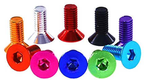 10Pcs Aluminium Flach Schrauben M4/M5/M6 Flachsechskant Senkkopf eloxiert Schrauben Bolzen Schwarz, M6 x 12mm