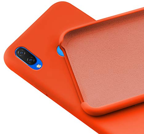 N NEWTOP Custodia Cover Compatibile per Huawei P Smart Plus, Ori Case Guscio TPU Silicone Semi Rigido Colori Microfibra Interna Morbida (Arancione)
