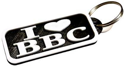 I love BBC Schlüsselanhänger für Erwachsene, Humor, schwarz, Hartplastik, wasserdicht