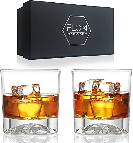 FLOW Barware Lot de 2 verres à whisky avec base de montagne