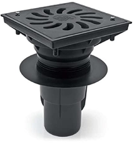 Desagüe para sótano, balcón, con cierre antiolores, rejilla de hierro fundido, 245 x 245 mm