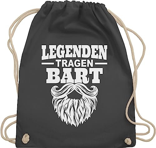 Turnbeutel Rucksack - Sprüche Statement mit Spruch - Legenden tragen Bart weiß - Unisize - Dunkelgrau - beutel+rucksack+mit+sprüchen sprueche beutel sprüchen spruechen baumwollbeutel bedruckt