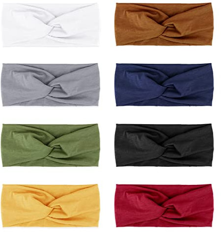 DRESHOW 8 Stück Damen Stirnband Kopfband Haarband Turban Elastische Stirnband Haarbänder Haarschmuck für Mädchen