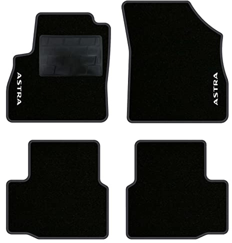 QUEMAR Autofußmatten kompatibel mit Opel Astra K 2015-2021 / Maßgeschneidertes Teppich- und Gummi-Mattenset (2 vordere + 2 hintere Matten) / Personalisierte Stickerei und Farben (2 Stickereien