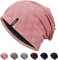HAMUNI Slouch Beanie Bonnet pour homme et femme, fin et léger, en jersey jacquard, bonnet chimio, bonnet de course, unisexe, flexible, classique, pour l'hiver et l'été, Rose, taille unique