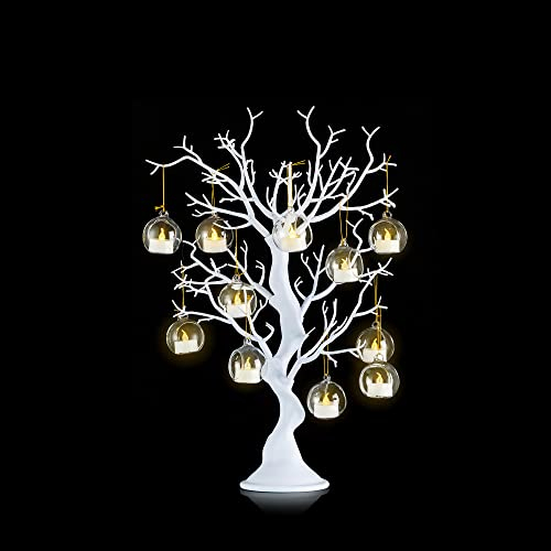 Inweder Weißer Künstlicher Baum Zweigbaum - 58cm Hoch Weihnachtsbaum für Tischdekoration Baum Anzeigen Großer Osterbaum Wunschbaum für Hochzeits Halloween Geburtstag Weihnachten Heimdekoration