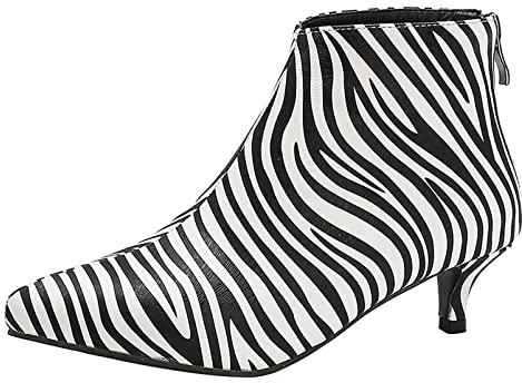 Diuniarza Stivaletti da Donna con Tacco Medio, Stivaletti da Festa Tacco Gattino Zip Appuntito Polacchine Casuale, 13591Xyi Zebra Numero 41 EU