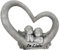 hLine Grabfigur Grab Dekoration Herz mit 2 Engel Schrift In Liebe 17 cm, Steingrau