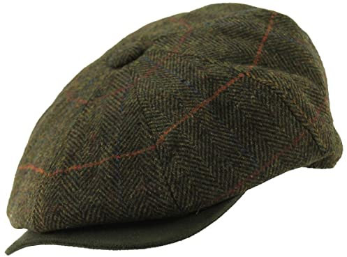 Hawkins Tweed Peaky-Style Bakerboy Cap, Grün , 59 EU