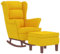 vidaXL Schaukelsessel und Hocker mit Holzbeinen Gelb Samt, Sessel mit Hocker, Relaxsessel, Relaxstuhl, Schaukelsessel, Relaxsessel mit Hocker, Stuhl