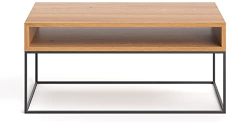 Danzz Industrieller Loom-Couchtisch, Couchtisch mit Stauraum, Holzmöbel für Küche und Wohnzimmer im industriellen Stil 120x60 cm