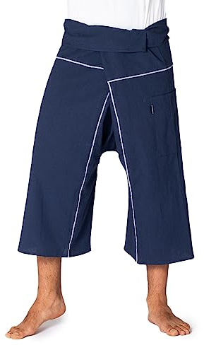 PANASIAM Fisherman Pants Stripe-Design 3/4, Dark Blue, XL