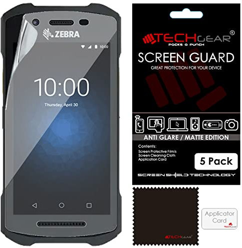 TECHGEAR 5 Stück Matt Displayfolie für Zebra TC21 / TC26 - Matte Anti Glare Blendschutz Schutzfolie mit Reinigungstuch + Applikationskarte Film Folie kompatibel mit Zebra TC21 / TC26