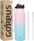 GOPPUS 750ml/26oz Stainless Water Bottle with Straw Double Wall Insulated Bottles with Strap Reusable Vacuum Thermal Flask Leakproof Keep Cold Drinks Bottles with Flip Top Lid for Men Women BPA Free