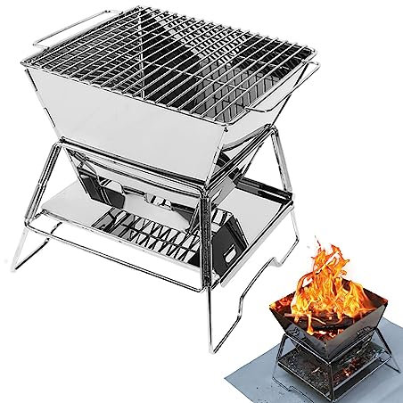 NGUMMS Camping-Küchenkocher - Campingkocher für Picknick Campingkocher aus Edelstahl Faltbarer Kocher, BBQ Camp Holzofen für Lagerfeuer für Grill Lagerfeuer