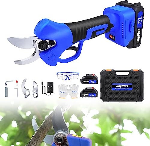 Electric Secateurs, Cordless Pruning Shears, Portable Branch Cutter, Battery Tree Trimmer, Lightweight Garden Shears, Hand Pruners Hedge Shears, Adjustable Safety Lock, 2 Rechargeable Batter
