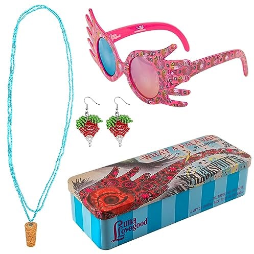 Cinereplicas Harry Potter - Luna Lovegood Trinket Trio mit Spectrespecs, Radish Ohrringe, & Cork Halskette Replicas - Offizielle Lizenz