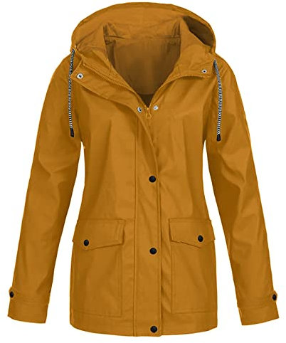 Regenjacke Damen Wasserdicht, Regenjacke Damen Lang Windjacke Damen Leicht Regenjacke Wasserdicht Damen Damen Softshelljacke Winterjacke Damen, Pullover & Strickjacken Für Damen(2-Khaki,L)