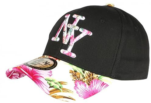 Casquette NY Noire Fleurs Roses Tropicale Baseball Fashion Gili - Taille Unique - Rose