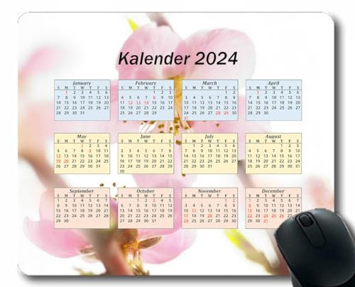 YENDOSTEEN 2024 Mauspad-Kalender,Computer-Mauspads,Kalender,Stern-Hintergrundlicht rutschfeste Gummi-Mauspads für Bürocomputer,Laptop