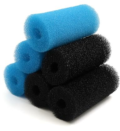 CAPASTEC Schwamm-Filterkartuschen, Zylinder-Filterschwamm für Aquarium, 6,6 cm Durchmesser, Blau / Schwarz, 6 Stück