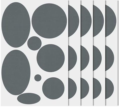 5 Blatt/40stk Jacke Flicken, Grau Selbstklebendes Nylon-Reparaturflickenband Waschbares Stoff-Oberbekleidung-Reparaturband für Mäntel Daunenjacken Zelte Schlafsäcke(Rund, Oval)