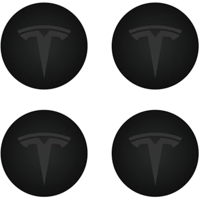 SANNITOU 4 StüCk Radkappen Aufkleber für Tesla Model Y Model 3, Reifen Felgendeckel Aufkleber Nabenkappen Abzeichen Sticker Autozubehör Schmücken Zubehör,Black