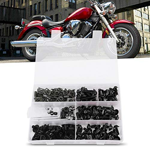 Ejoyous Verkleidungsschrauben Motorrad 198pcs, Motorrad Verkleidung Schrauben Set Verkleidungsschraubensatz mit M6 M5 Schrauben Plastikstift, Motorräder Modifizierte Zubehör (Black)
