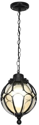 Modern Pendelleuchte Retro-Aluminium-Kronleuchter for draußen Glas Vintage Outdoor Pendelleuchte Wasserdichte Außenlaterne Hängelampe for Veranda Patio Eingang Garten Bauernhaus(Color:Zwart,Size:18cm/