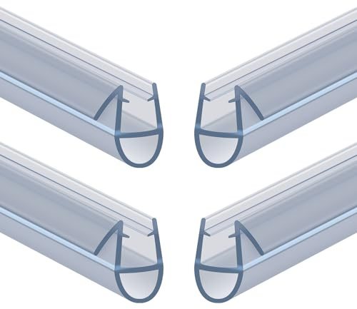 Flintronic Joint de Douche pour Paroi en Verre, 40CM 4PCS 6-8mm Barrière de Douche, Joint Porte Douche pour Vitre, Joint d'Étanchéité Cabine Douche Barrière Pliable, PVC Extra-épais (Transparent)