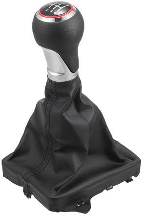 Partuto Schaltknauf mit Schaltsack - 6-Gang-Schaltknauf für Audi A6 C6 4F Avant und Limousine 2004-2008 Kunstleder Schwarz - 1 Stück