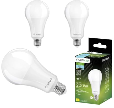 Lumiled A95 E27 LED Lampe, 24W (ersetzt 200W), 3452 Lumen Leuchtmittel, 6500K kaltweiß 17cm x 9,5 mm Birnen Lampen, Nicht Dimmbar, 260° Grad Strahlwinkel 3er-Pack Tropfen