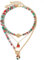 FDEETY Kette Layered Damen Bunte Perlenkette Weihnachten Anhänger Kette Handgefertigt Perlenkette Zarte Mehrreihige Halskette Hypoallergene Weihnachtsschmuck Geschenk