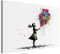 murando - Wandbilder XXL Banksy art 120x80 cm 1 tlg - Wand Deko Leinwand Bilder Groß Wanddeko Wohnzimmer Schlafzimmer Kunstdrucke - kleines Mädchen mit einem Strauß Rosen Weiß h-H-10029-b-a