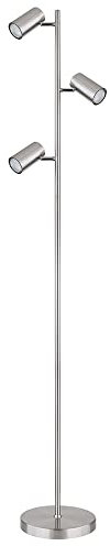 Stehlampe Standleuchte 3 Leuchten schwenkbare Stehlampe Stehleuchte Wohnzimmer Modern silber, 3 Flammig, Metall, 3x GU10, LxBxH 25x23x154 cm
