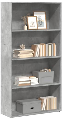 Myheimly Bücherregal Standregal Aktenregal Wandregal Raumteiler Regal Raumtrenner Büroregal Mehrzweckregal Betongrau 80x30x152 cm Holzwerkstoff
