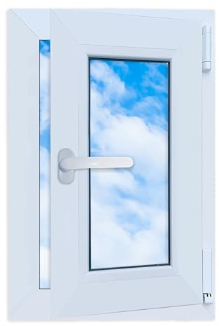 LORAC | Kunststofffenster weiß 400x600mm, 40x60cm, PCV, DIN Rechts, kippbar & ausstellbar, 2-fach Verglasung, energiesparend – Fenster mit CE-Zertifikat für Keller und Wohnung