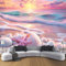MIATCENRT Shells Starfish Wall Mural Photo Wallpaper, Pink Beach 3D Printed Wall Mural, Murals Wall Art Print for Bedroom Living Room Dining Room Home Decoration 200X150Cm (Wxh)