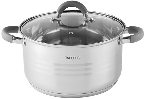 Edelstahl Kochtopf 3L mit Glasdeckel Topf Suppentopf Universaltopf Induktion 20cm