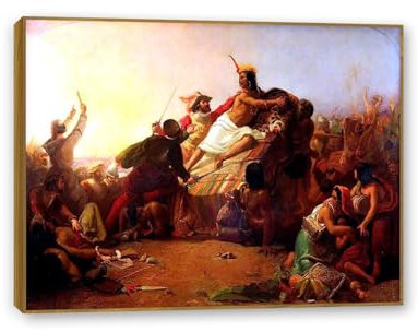 Pizarro beschlagnahmt die Inka von Peru Von John Everett Millais kunstdruck Reproduktionen auf Leinwand Leinwandbilder Moderne Kunst Wanddekoration 80x60cm(32x24in) Teakholzrahmen