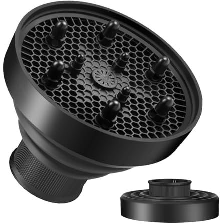 Biglumin Diffusore per capelli universale, diffusore per asciugacapelli, in silicone, pieghevole, universale, per capelli ricci, adatto alle alte temperature (nero)