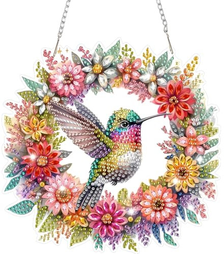 HEIBAGO Tier Hängend Diamond Painting Für Erwachsene, 5D DIY Vogel Besonders Geformt Diamond Painting Anhänger Ornament, Girlande Kristall Strasssteine Diamant Painting Fensterbilder für Wanddekor