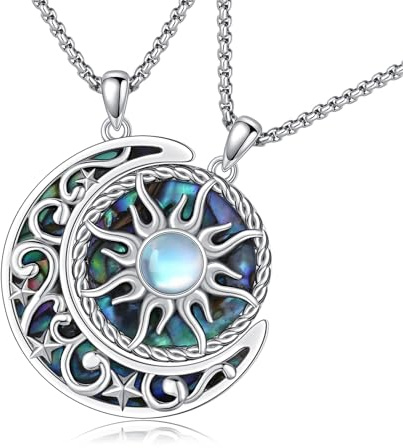 REDSUN Yin Yang Halskette Sterling Silber Sonne Mond Kette Elefant Anhänger für Paar BFF Kette 2 Stück Schmuck Geschenke für Damen Herren Couple Tochter