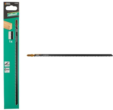 wolfcraft 1 Stichsägeblatt, schneller Schnitt - HCS-Blatt mit T-Schaft – ideal für Balken und andere Weichhölzer - Schnitttiefe 200mm - made in Germany - 8012000