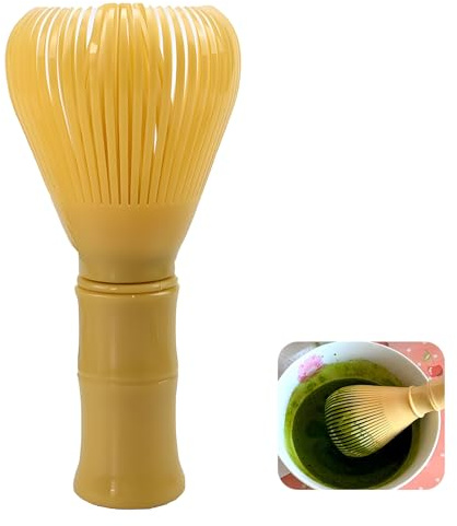 Matcha visp, traditionell matcha tevisp av högkvalitativ harts, gul - inkluderar matchande visp, viktiga teberedningsverktyg, för teälskare och presenter