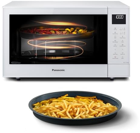 Panasonic NN-CT55RWEPG Friggitrice ad Aria e Forno a Microonde Combinato 4 in 1 da 27 L, Inverter da 1000W, Grill da 1300W, Convezione, Airfryer, 19 Programmi Automatici, Bianco