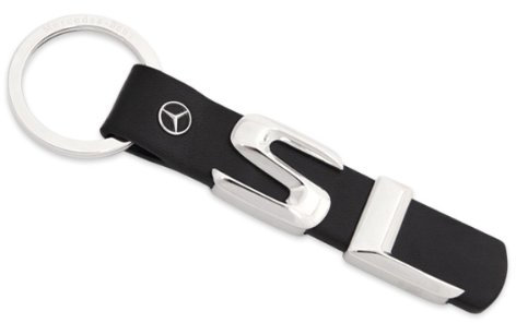 Mercedes-Benz Porte-clé SL noir / argent, en cuir en acier / inox poli miroir R129 R107 W129 W107 W230 W231 R231 SL R230