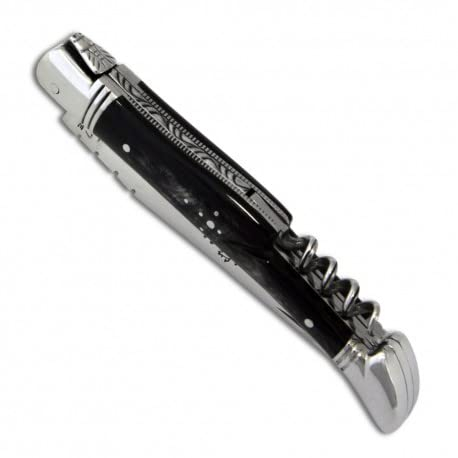 Cuchillo Laguiole Mango de cuerno negro con sacacorchos y mitras de acero inoxidable