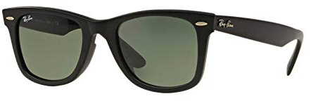 Ray-Ban Unisex RB2140F Original Wayfarer Low Bridge Fit Square Sunglasses, Matte Black/G-15 Green, 52 mm